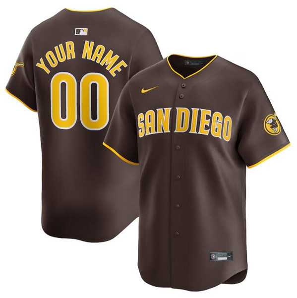 Men%27s San Diego Padres Customized Brown 2024 Away Limited Stitched Jersey->customized mlb jersey->Custom Jersey